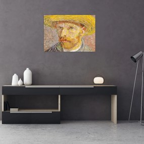 Obraz na szkle - Vincent van Gogh, Self-Portrait with a Straw Hat (The Potato Peeler), reprodukcje (70x50 cm)