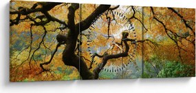 Obraz żółtego klonu japońskiego, Portland, Oregon (z zegarem) (90x30 cm)