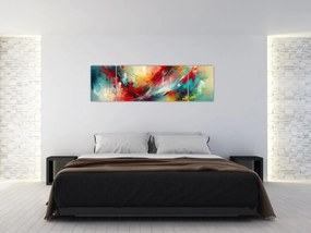 Obraz – Abstrakcja z czerwienią (170x50 cm)