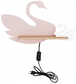 Różowo-biała lampka dziecięca łabędzie z przewodem - K038 N1-C74