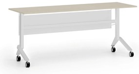 Mobilny stół PRIMO MOVE, 180x60 cm, biała podstawa, brzoza