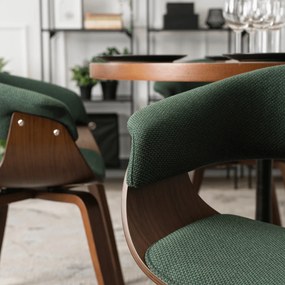 Krzesło Tapicerowane z Drewna Giętego GARY 2 Zielone/Orzech Nowoczesne Loft