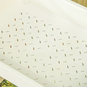 HOMCOM Wózek Kuchenny na Kółkach 3 Półki Koszyk Biały z Uchwytem | Aosom PL