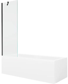 Mexen Cubik wanna prostokątna 160 x 70 cm z obudową i parawanem 1-skrzydłowym 60 cm, transparent, czarny - 550316070X9506000070