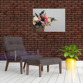 Obraz kosza z kwiatami (70x50 cm)