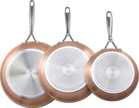 Aluminiowa Patelnia SucceBuy, 3 Sztuki 20/27/30 Cm, Ceramiczna Patelnia z Powłoką Nieprzywierającą i Uchwytem Odpornym na Wysoką Temperaturę, Kolor Szary