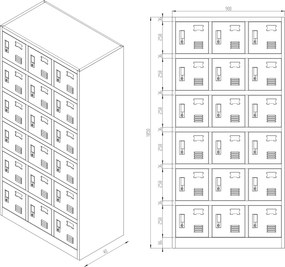 Szafa skrytkowa zamykana na klucz Karol 90x40x185 cm antracyt/biały