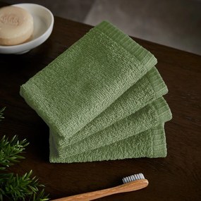 Zielone bawełniane ręczniki szybkoschnące frotte zestaw 4 szt. 30x30 cm Quick Dry – Catherine Lansfield