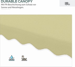 Outsunny Parasol ogrodowy, Parasol na bocznym maszcie, dekoracyjny brzeg, dach wentylacyjny, konstrukcja metalowa, 2,4x2,4x2,6m, Beżowy