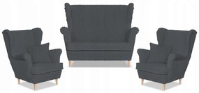 Zestaw uszak Rene Estella sofa fotele Family Meble ciem. szary sztruks