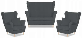 Zestaw uszak Rene Estella sofa fotele Family Meble ciem. szary sztruks