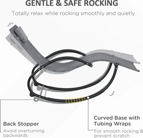 Outsunny Fotel bujany ogrodowy Leżak, w tym Poduszka pod głowę, 155 cm x 61cm x 88 cm, Szary