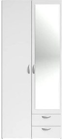 Szafa VARIA Biały 2 Drzwi Lustrzane 2 Szuflady 81x185x51 cm