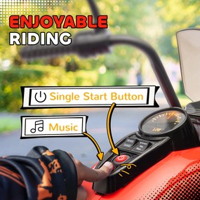 AIYAPLAY Motocykl elektryczny dla dzieci, 3 koła, na baterię 6V, ze światłami i muzyką, dla dzieci w wieku 3-6 lat, Czerwony