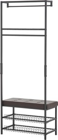 Wieszak HOMCOM na płaszcze i buty z siedziskiem Metalowy design 725x35x180cm Praktyczny i stylowy | Aosom PL