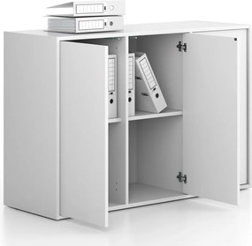Szafa biurowa FRAME, niska, 3 drzwi, 1299 x 450 x 881 mm, PUSH-lock, biały