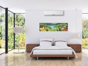 Obraz - Wioska w górach (170x50 cm)