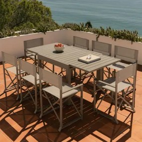 Zestaw Stołu 90-180x90 Cm Rozkładanego Z Aluminium Starmi Oraz 8 Składanych Krzeseł Ogrodowych Typu Reżyser Ze Stali Zurena Moka Brown - Sklum