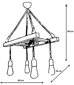Drewniana lampa wisząca Halat
