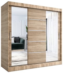Szafa z lustrem i drzwiami przesuwnymi 200 cm dąb sonoma - Ebia 6X