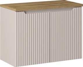 Szafka umywalkowa 2-drzwiowa Nova 80 cm z blatem, kaszmir mat/dąb coast evoke