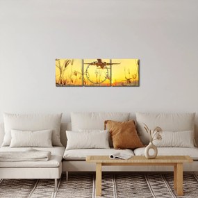 Obraz startującego samolotu (z zegarem) (90x30 cm)