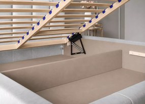 Łóżko tapicerowane Perugia z pojemnikiem na pościel i stelażem 90–200x200 cm