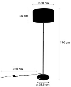 Lampa podłogowa czarna z białym kloszem 50 cm - Simplo Nowoczesny Oswietlenie wewnetrzne