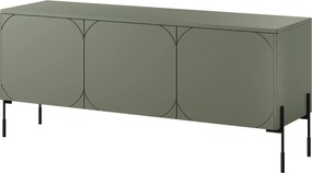 Szafka RTV trzydrzwiowa Sonatia na metalowych nogach 150 cm - oliwka