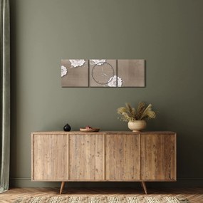 Obraz - Draperie z kwiatami (z zegarem) (90x30 cm)