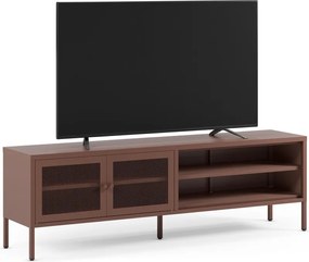 Bordowa metalowa szafka pod TV 160x50x35 cm Fayna – Marckeric