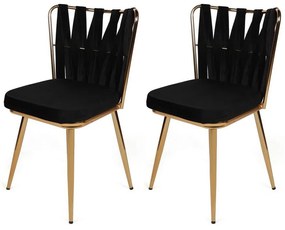 Zestaw krzeseł do jadalni Kusakli Black and Gold,2 szt., 2 szt.