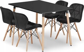 Zestaw stołów prostokątnych Valora YURO, czarna płyta MDF, drewno bukowe x4