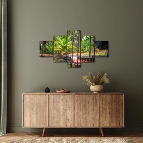 Obraz - Drewniana łódź na kanale, Tajlandia (125x70 cm)