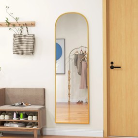 HOMCOM Lustro stojące, lustro całopostaciowe, duże lustro, nowoczesny design, 50 cm x 1,5 cm x 161,5 cm, Złote | Aosom PL