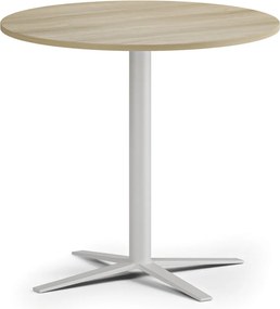 Stolik kawowy AURA, średnica 60 cm, biała podstawa, dąb naturalny