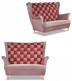 Sofa kanapa uszak CAROL DUO skandynawska Family Meble różowo - czerwona