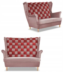 Sofa kanapa uszak CAROL DUO skandynawska Family Meble różowo - czerwona