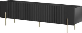 Szafka RTV Malmi 200 cm - czarny mat / złote nóżki