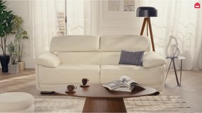 Kanapa 3-osobowa ze skóry MACELO - Kość słoniowa