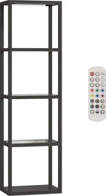 HOMCOM RGB lampa stojąca z szklanymi półkami, 4-poziomowa lampa LED z pilotem, synchronizacja muzyki, czarna