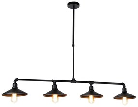 Industrialna lampa wisząca czarna - 4 Laser Rustykalny / Vintage Oswietlenie wewnetrzne