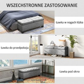 HOMCOM Fondoletto ławka z pojemnikiem tapicerowana, 116x41x47 cm, Szary