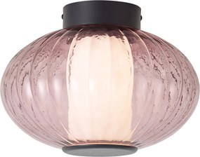 Designerska lampa sufitowa czarna 28 cm z fioletowym szkłem z LED z 3-stopniową regulacją - Margherite