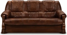 Sofa Parmi 3-osobowa z drewnianymi ozdobnymi elementami - wygodna kanapa do salonu