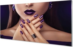 Szklany Panel Kobieta z Fioletowymi Ustami