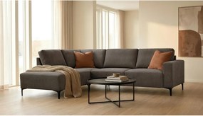 Antracytowy narożnik z tkaniny szenilowej (lewostronny/w kształcie litery L) Fabian – Scandic