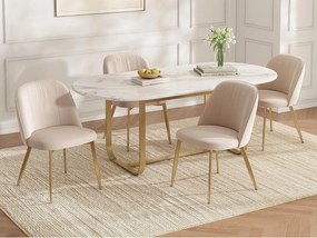 Zestaw 4 nowoczesnych krzeseł - Wygodne oparcie - Nogi metalowe - Pokrycie z weluru - Beżowy