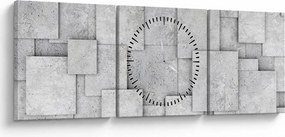 Obraz - Abstrakcja płytek betonowych (z zegarem) (90x30 cm)