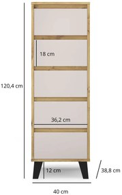 Wąska komoda z szufladami do salonu dąb artisan + kaszmir A5-K03